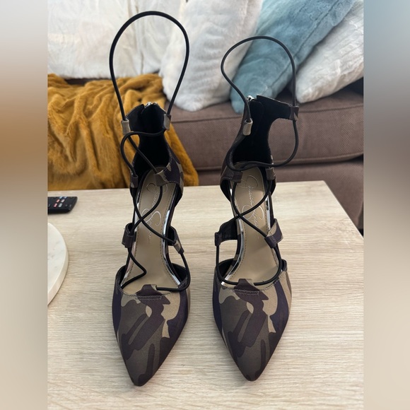 Jessica Simpson Camouflage Lace-Up Heels - Picture 1 of 11